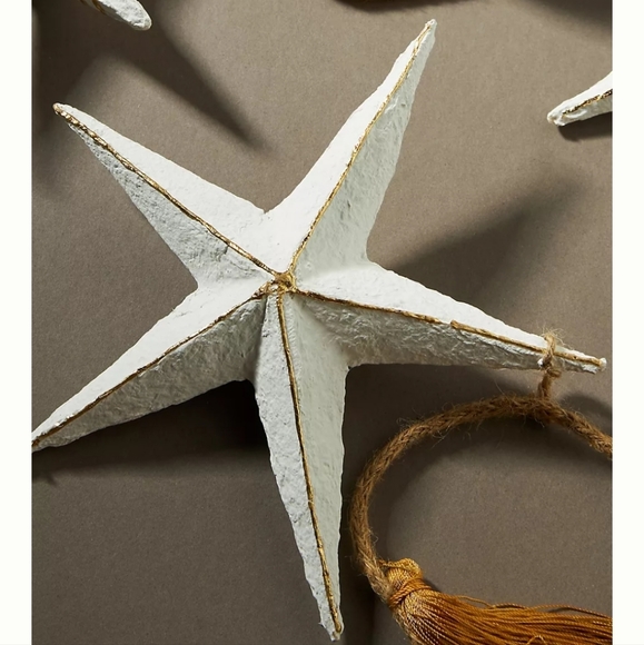 Anthropologie Stars & Orbs Garland - white w/ gold - Picture 3 of 9